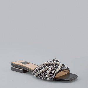 WHBM Faux-Pearl Beaded Slide Sandals